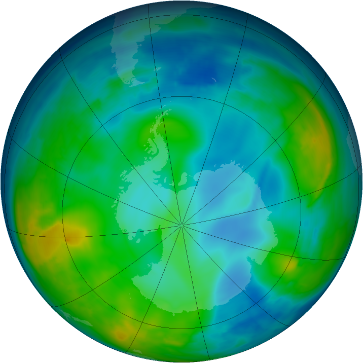 Antarctic ozone map for 29 May 2015